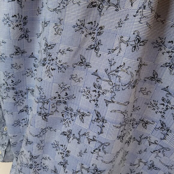 English Laundry Shirt Mens 17.5 XL Blue Check Flip Cuff Long Sleeve Classic - Picture 11 of 15